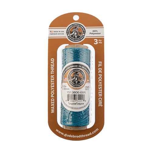 Waxed Polyester Thread Spool 3ply - 500ft - 0.38mm - Blue