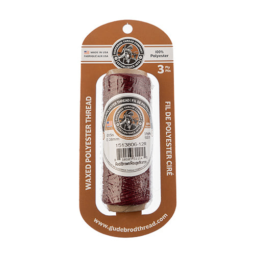 Waxed Polyester Thread Spool 3ply - 500ft - 0.38mm - Red/Brown