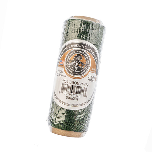 Waxed Polyester Thread Spool 3ply - 500ft - 0.38mm - Olive