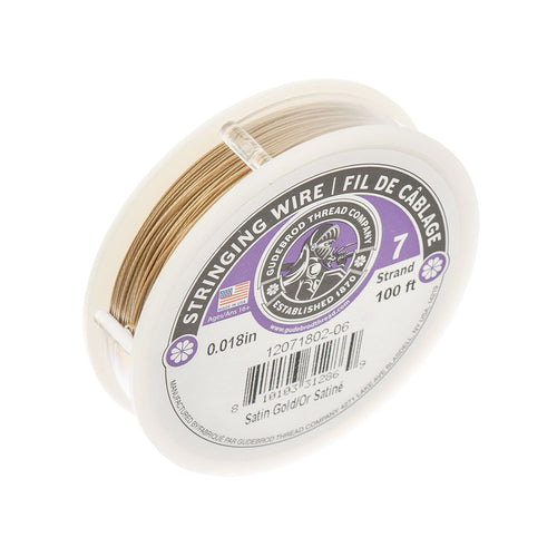 Stringing Wire 7 Strand 100ft - 0.018in  -  Satin Gold