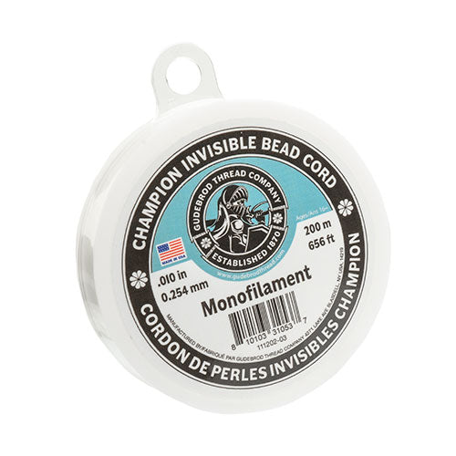 Champion Invisible Bead Cord Monofilament - .010 (0.254mm) diameter 200m (656ft)