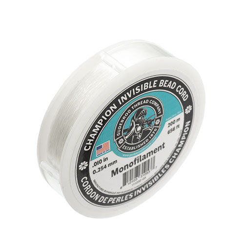 Champion Invisible Bead Cord Monofilament - .010 (0.254mm) diameter 200m (656ft)